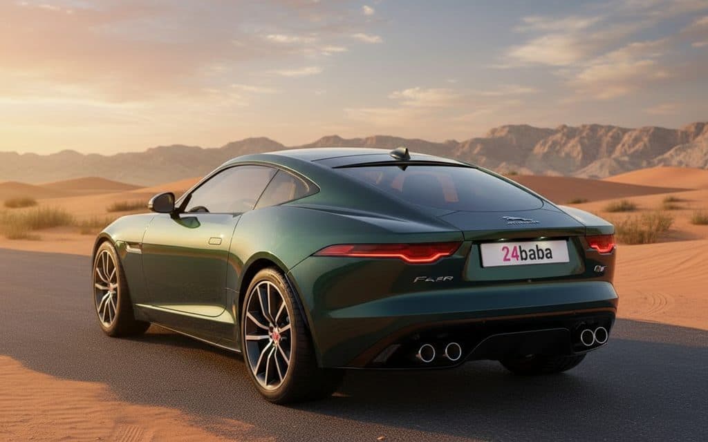 Jaguar F Type 2024 Green rear view showing taillights