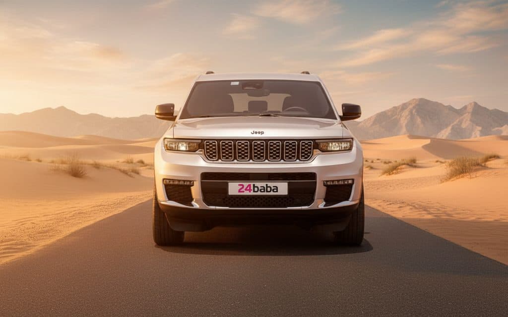 Jeep GrandCherokee 2024 Silver front view with headlights
