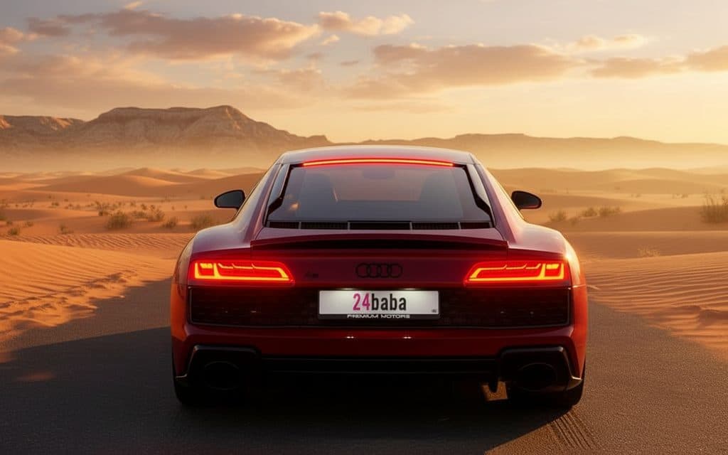 Audi R8 2023 Red rear view showing taillights