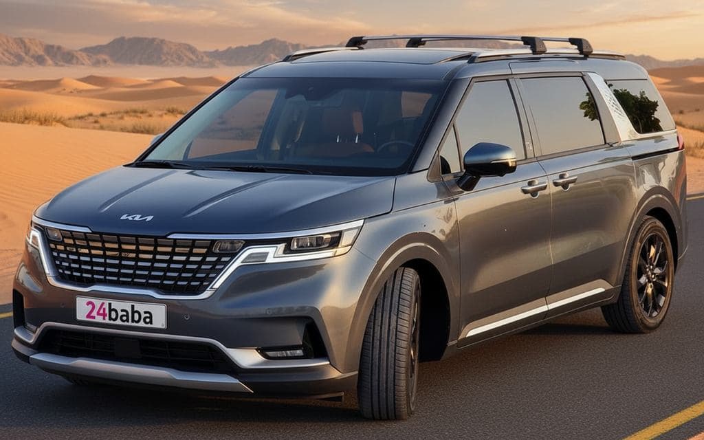 Kia Carnival 2022 Grey front view with headlights