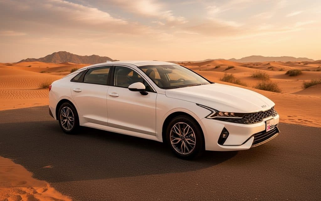 Kia K5 2023 Blue front view with headlights