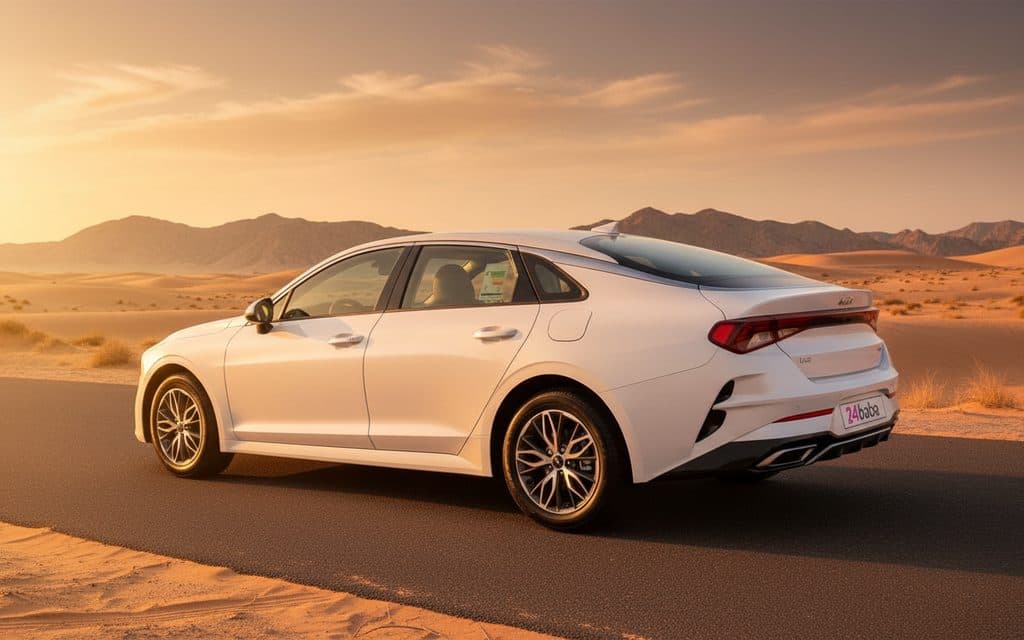 Kia K5 2023 Blue rear view showing taillights