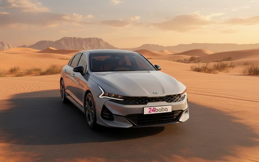 Kia K5 2021 Grey front view with headlights