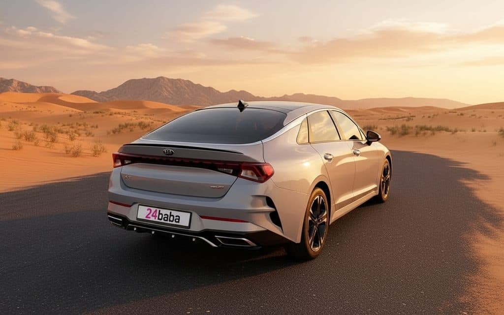 Kia K5 2021 Grey rear view showing taillights