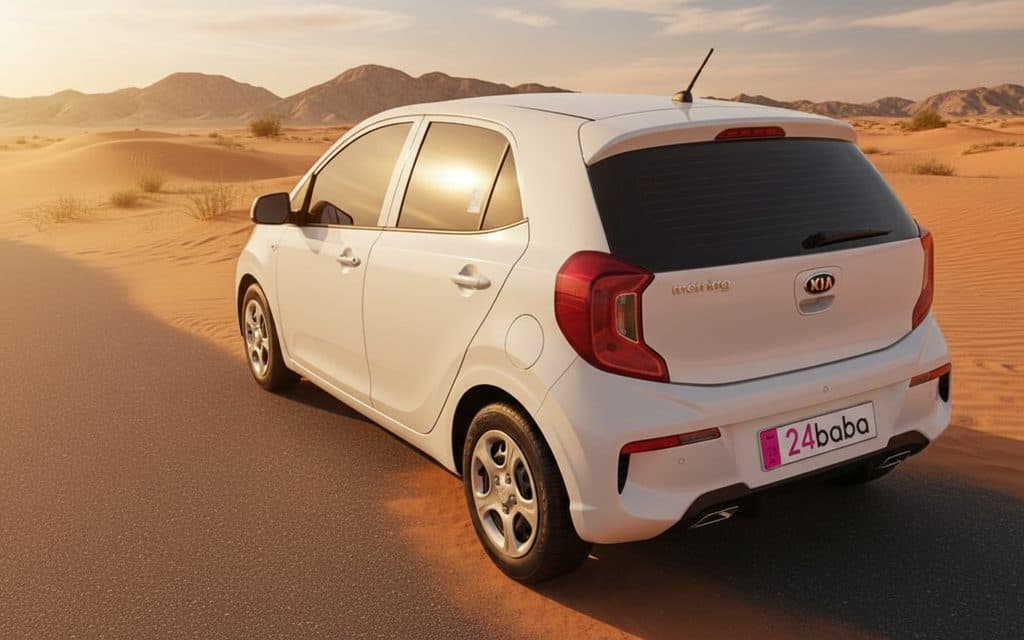 Kia Morning 2021 White rear view showing taillights