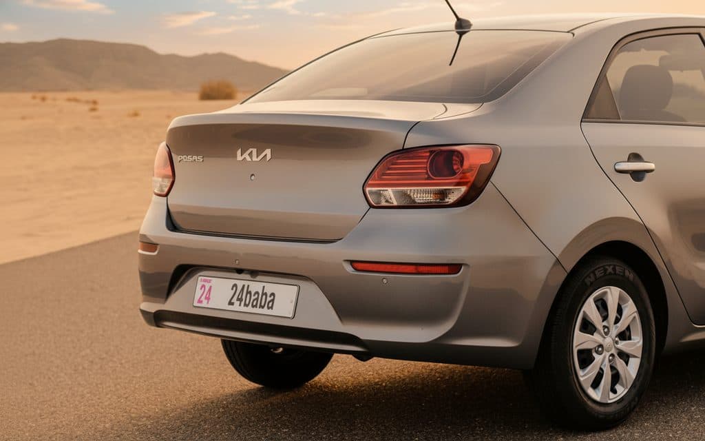 Kia Pegas 2023 Grey rear view showing taillights
