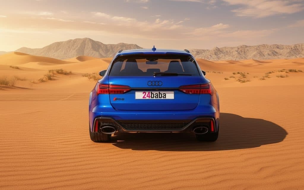 Audi Rs6 2023 Blue rear view showing taillights