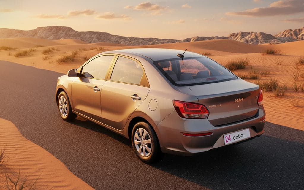Kia Pegas 2024 Grey rear view showing taillights