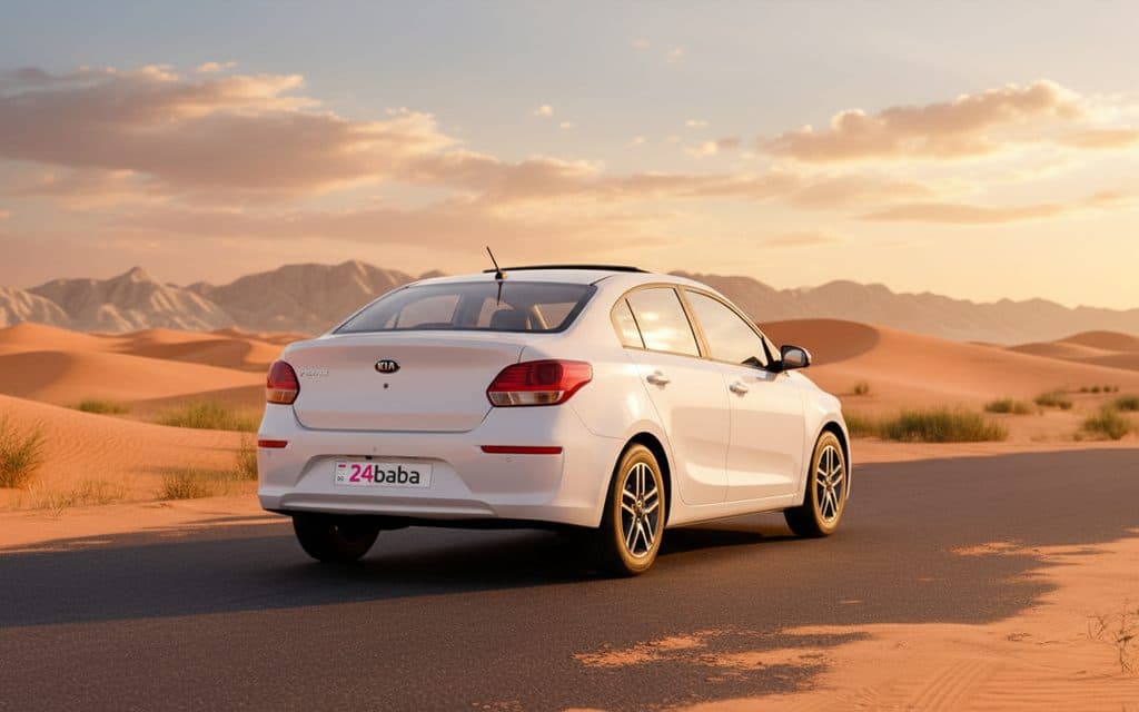 Kia Pegas 2020 White rear view showing taillights