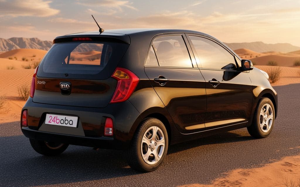 Kia Picanto 2022 Black rear view showing taillights