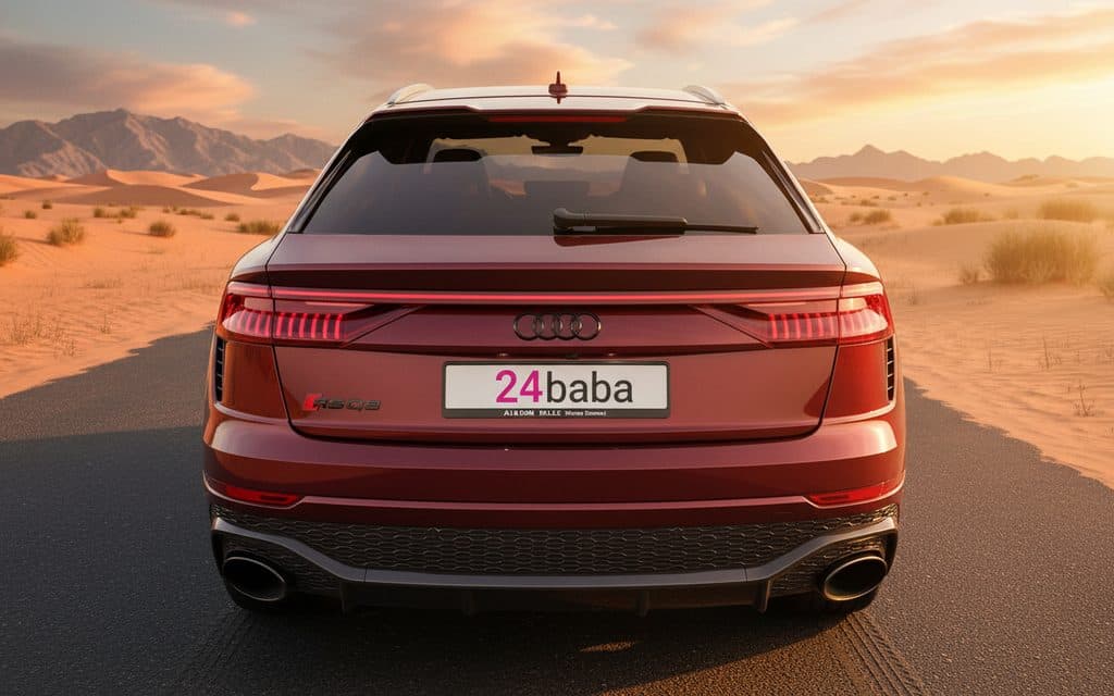 Audi RsQ8 2021 Black rear view showing taillights