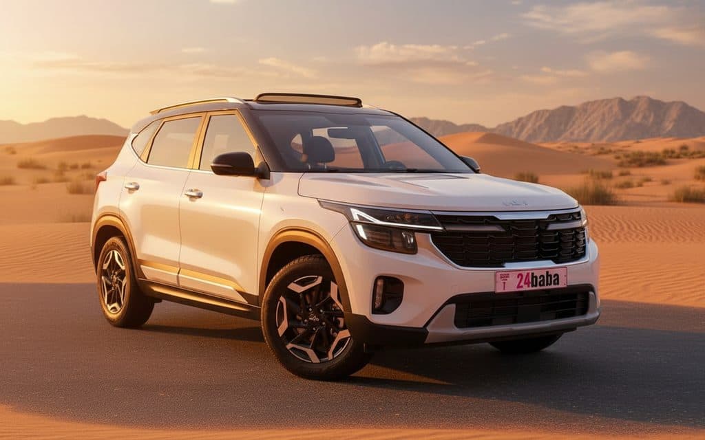 Kia Seltos 2025 White front view with headlights