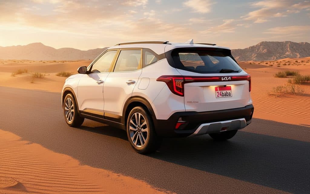 Kia Seltos 2025 White rear view showing taillights