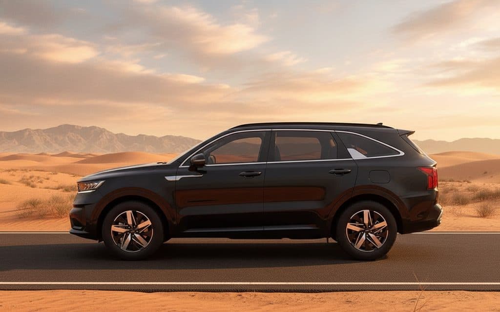 Kia Sorento 2022 Black side profile rental Dubai