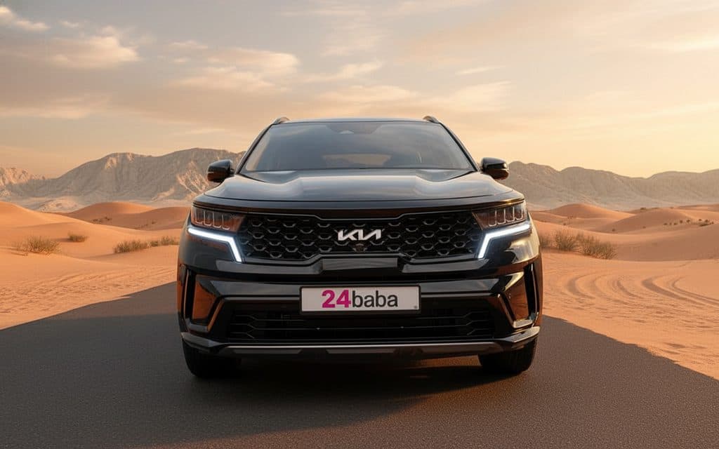 Kia Sorento 2022 Black front view with headlights
