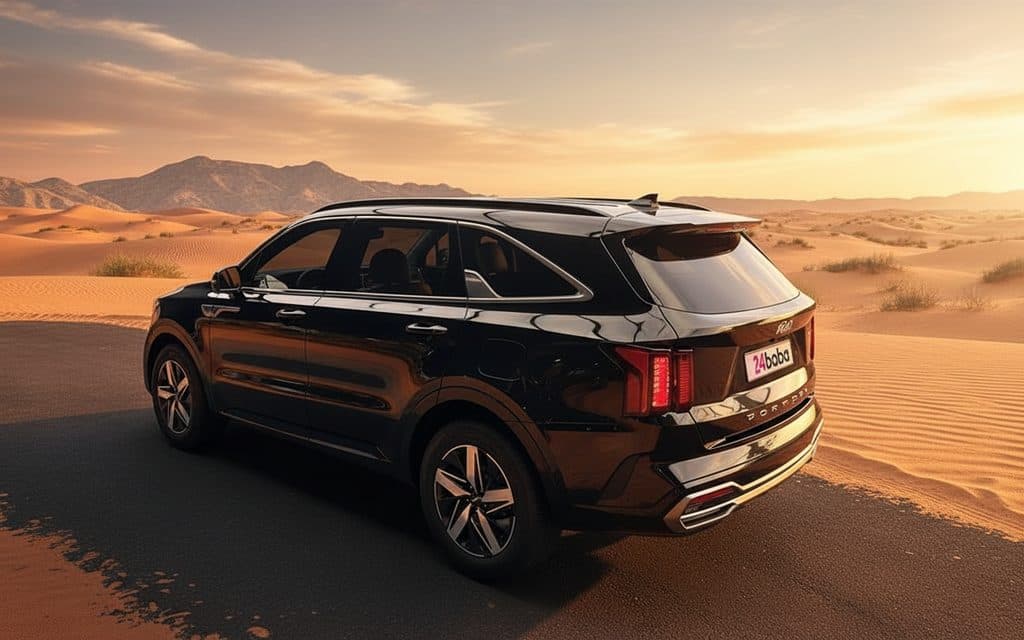 Kia Sorento 2022 Black rear view showing taillights