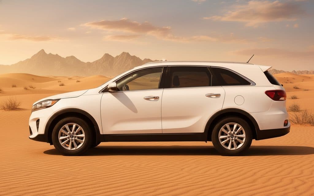 Kia Sorento 2022 White side profile – rental in Dubai
