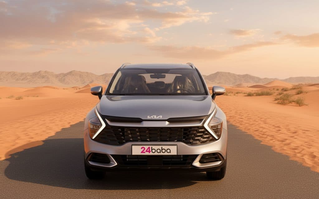 Kia Sportage 2024 Silver front view with headlights