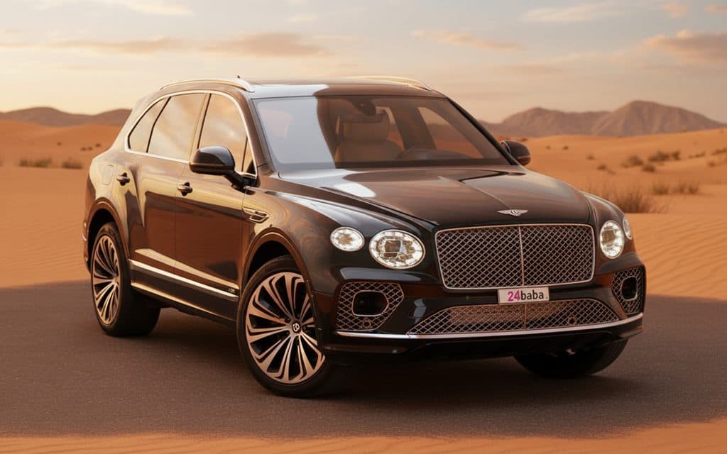 Bentley Bentayga 2023 Black front view with headlights