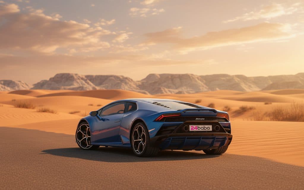 Lamborghini Huracan 2021 Blue rear view showing taillights