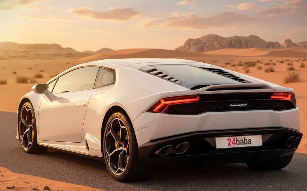 Lamborghini Huracan 2024 white Back Side View