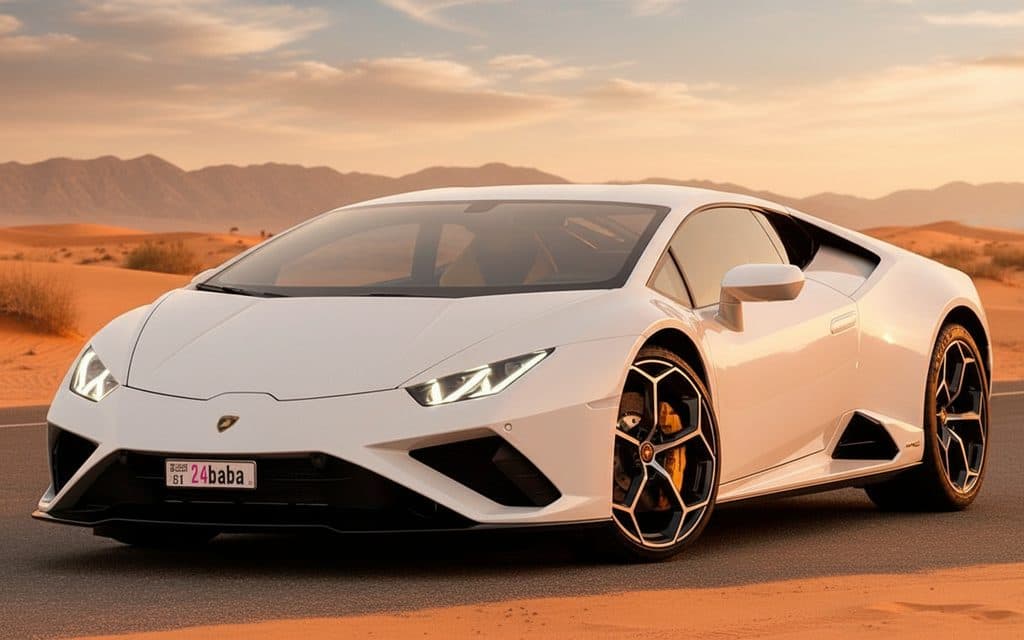 Lamborghini Huracan 2024 white Front Side View