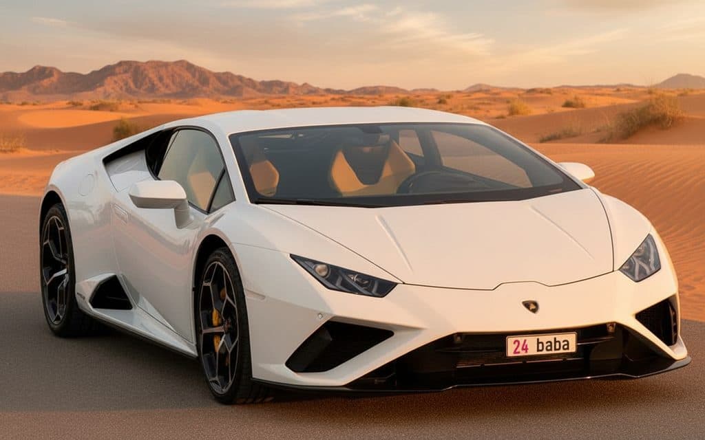 Lamborghini Huracan 2024 white rental Dubai