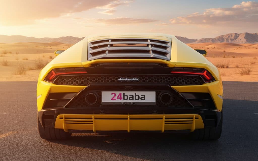 Lamborghini Huracan 2020 Yellow rear view showing taillights