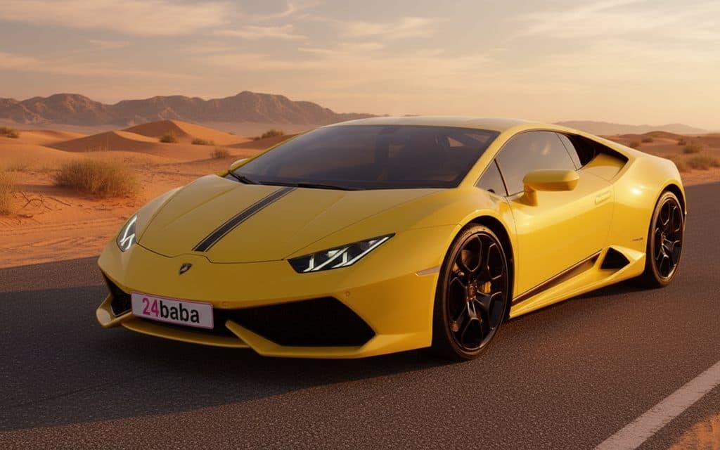 Lamborghini Huracan 2020 Yellow front view with headlights