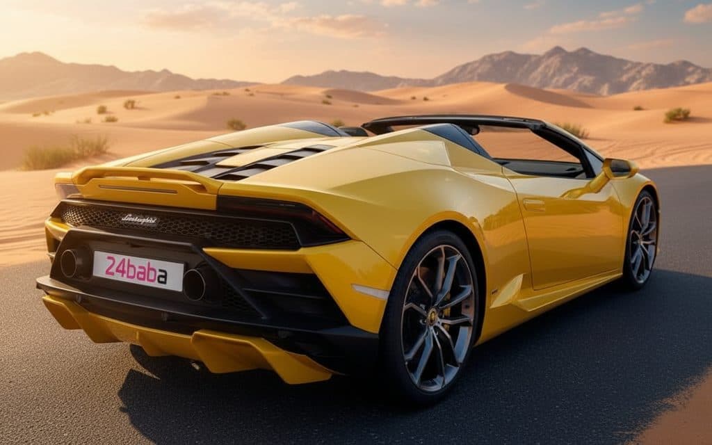 Lamborghini Huracan 2022 Yellow rear view showing taillights