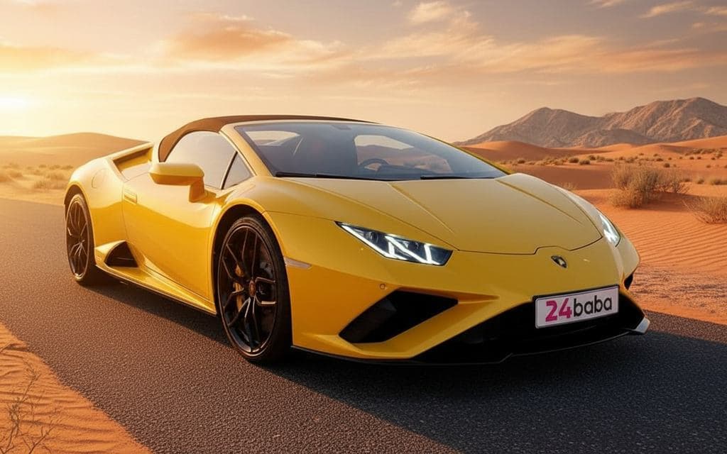 Lamborghini Huracan 2022 Yellow front view with headlights