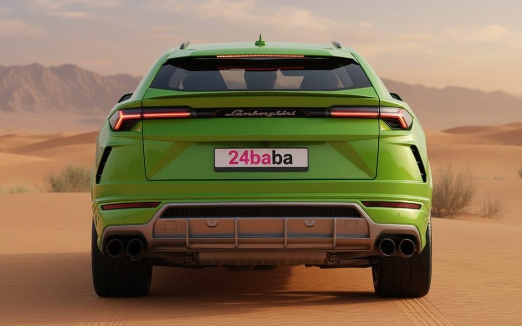 Lamborghini Urus 2021 Green rear view showing taillights