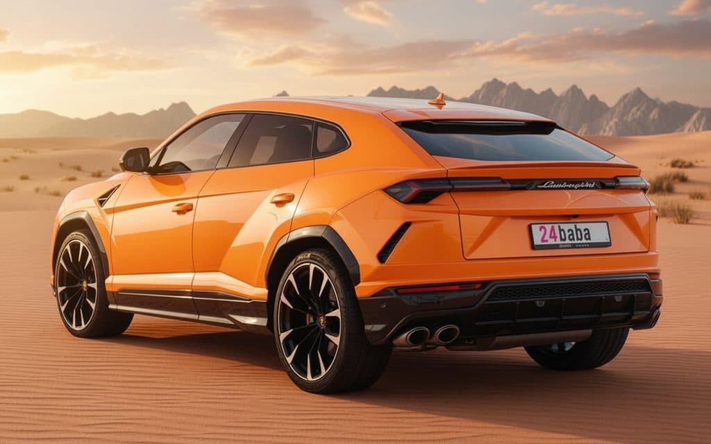Lamborghini Urus 2022 Orange rear view showing taillights