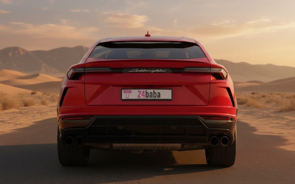 Lamborghini Urus 2022 Red rear view showing taillights