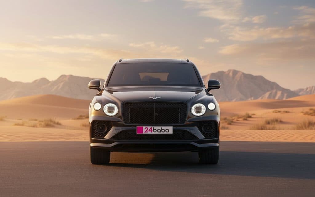 Bentley Bentayga 2023 Black front view with headlights