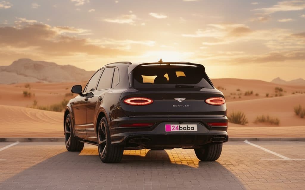 Bentley Bentayga 2023 Black rear view showing taillights