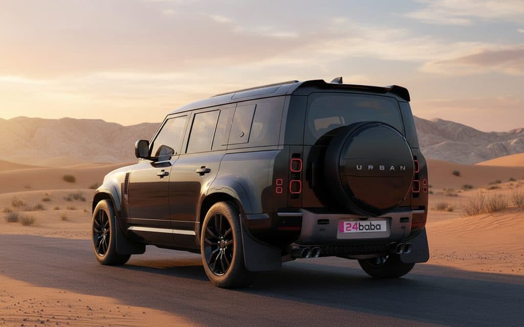 LandRover Defender 2025 Black rear view showing taillights