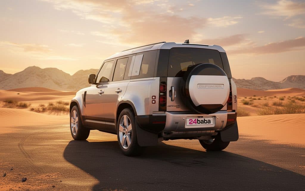 LandRover Defender 2022 Silver rear view showing taillights