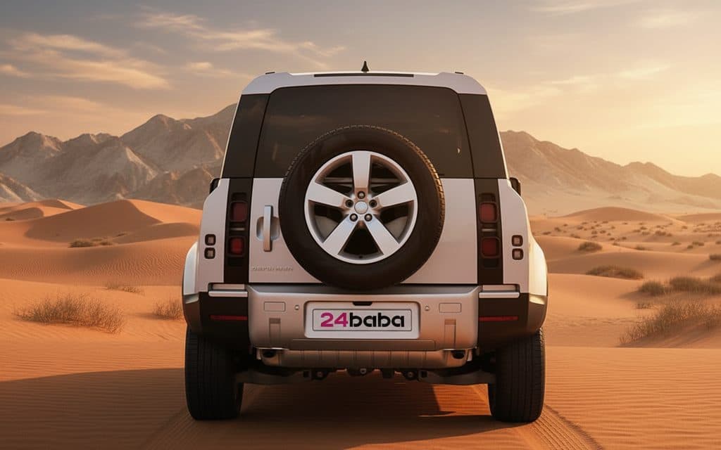 LandRover Defender 2024 Silver rear view showing taillights