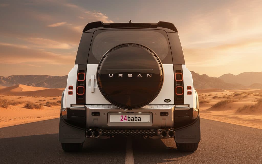 LandRover Defender 2025 White rear view showing taillights