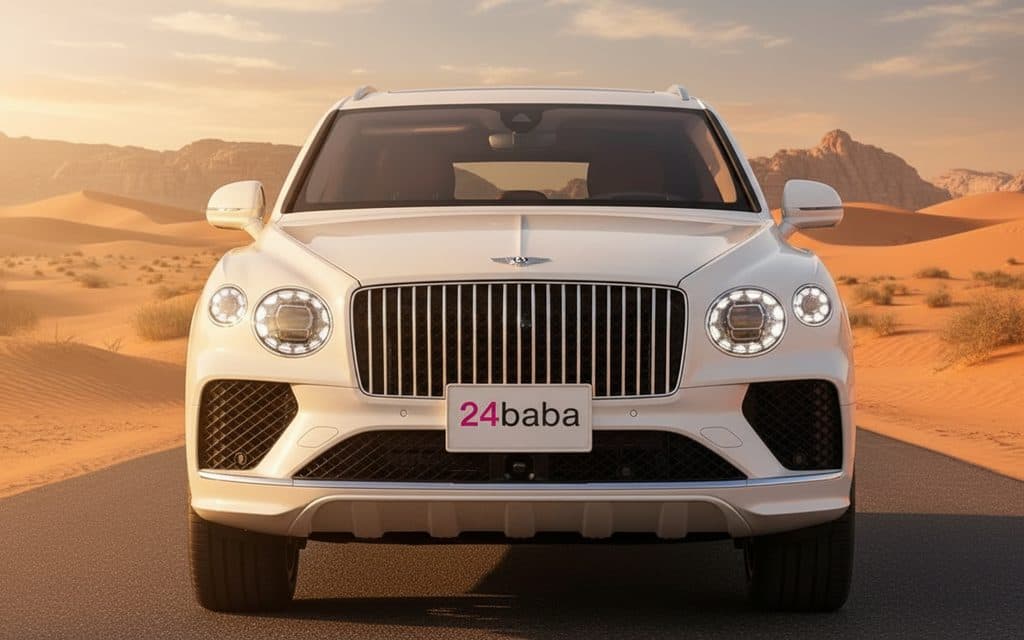Bentley Bentayga 2024 White front view with headlights