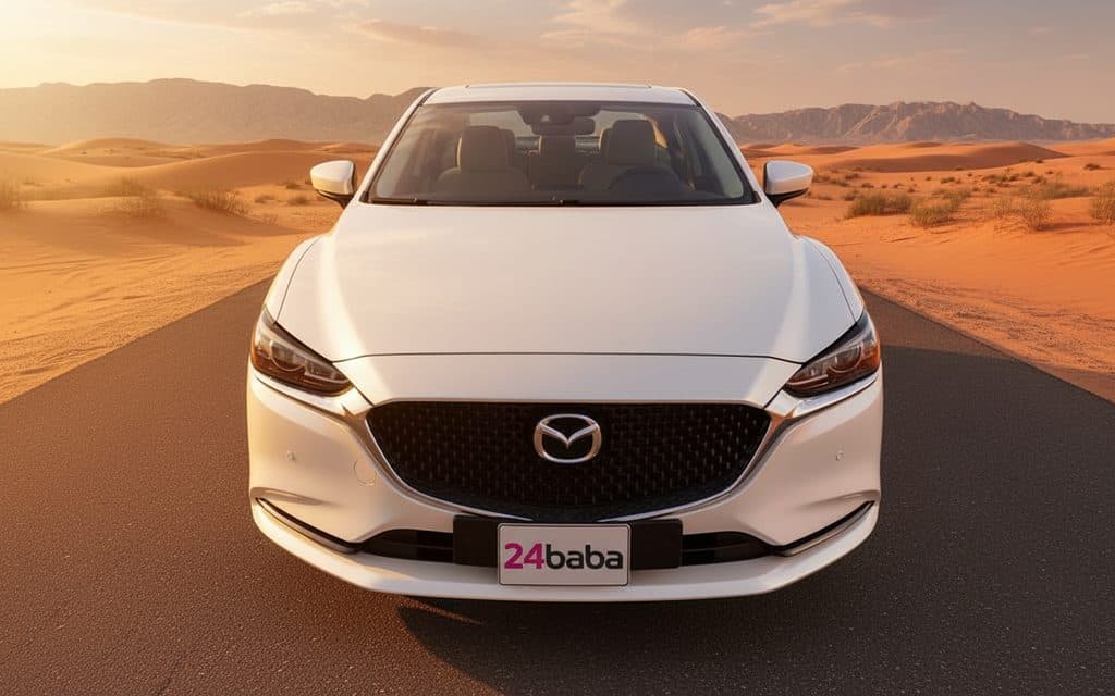 Mazda 6 2023 White front view with headlights
