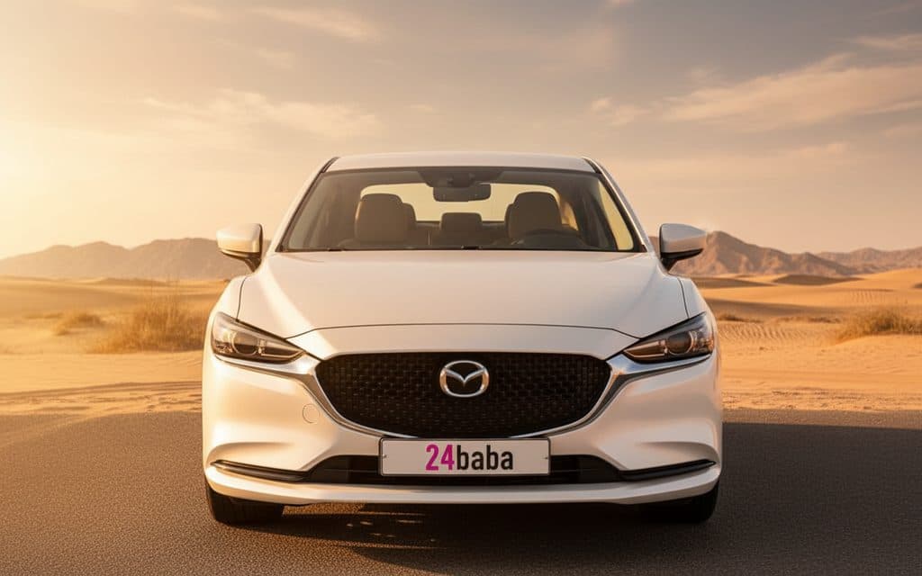 Mazda 6 2025 White front view with headlights