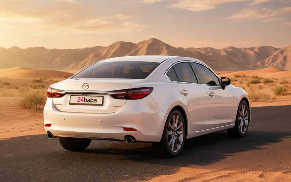 Mazda 6 2025 White rear view showing taillights