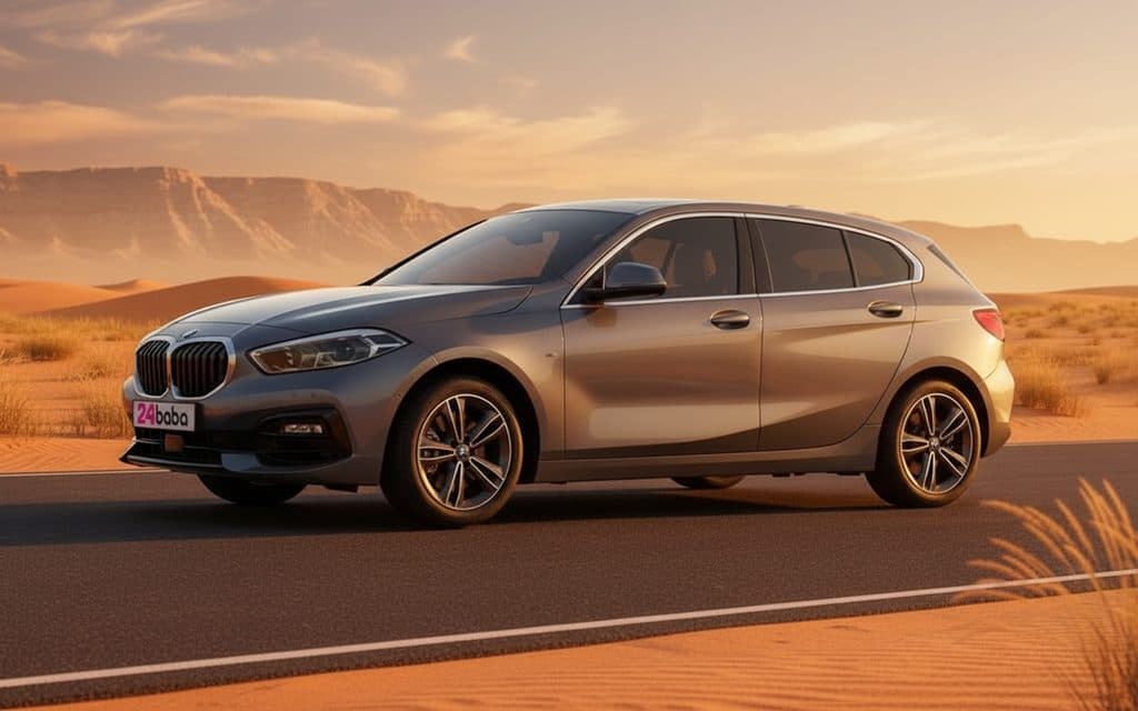 Bmw 120 2022 Grey front view with headlights