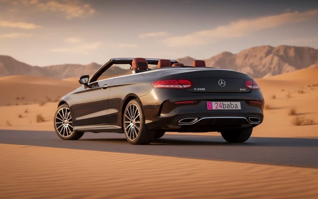 Mercedes C200 2025 Black rear view showing taillights