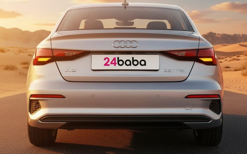 Audi A3 2024 Silver rear view showing taillights