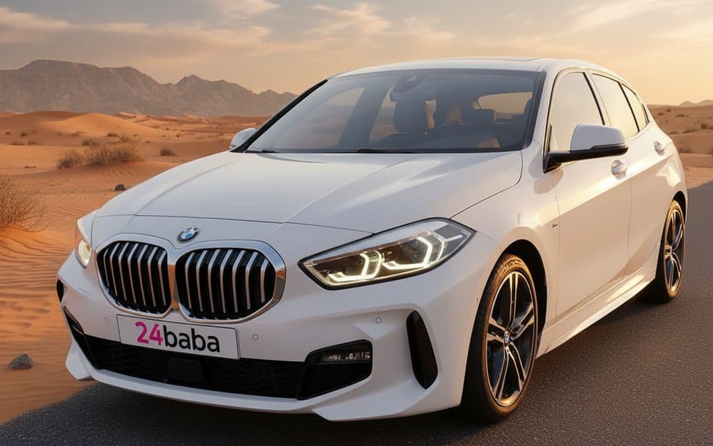 Bmw 120 2021 White rental in Dubai