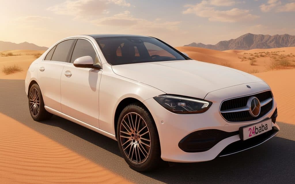 Mercedes C200 2023 White rental in Dubai