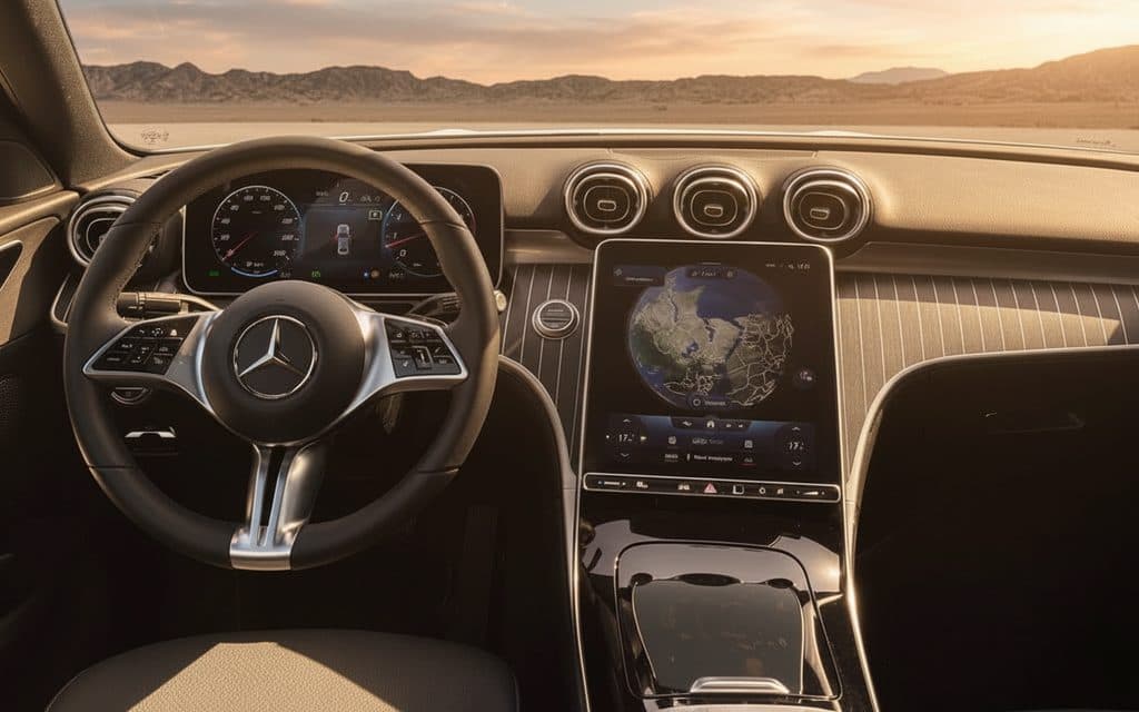Mercedes C200 2023 interior view showing trim